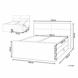 Divan Bed with Storage Fabric ARISTOCRAT 160 x 200 cm (EU King Size) Light Grey