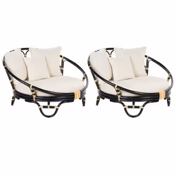 Set of 2 Garden Daybeds ROSSANO Rattan Black