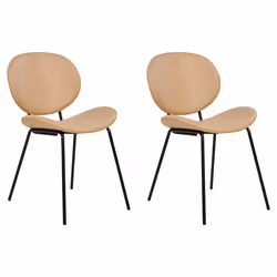 Set of 2 Dining Chairs LUANA Faux Leather Sand Beige