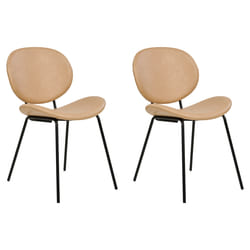 Set of 2 Dining Chairs LUANA Faux Leather Sand Beige