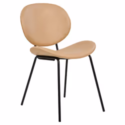 Set of 2 Dining Chairs LUANA Faux Leather Sand Beige