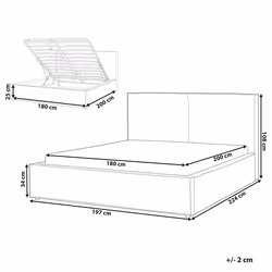 Ottoman Bed Fabric MOISSAC 180 x 200 cm (EU Super King) Light Grey