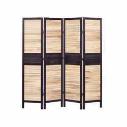 Wooden Folding 4 Panel Room Divider 170 x 164 cm Light Wood BRENNERBAD