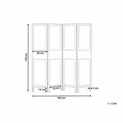 Wooden Folding 4 Panel Room Divider 170 x 164 cm Light Wood BRENNERBAD