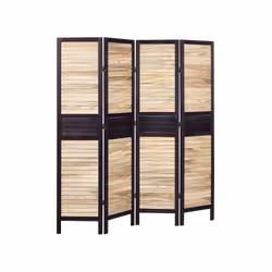 Wooden Folding 4 Panel Room Divider 170 x 164 cm Light Wood BRENNERBAD - Additional view 4