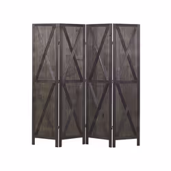 Wooden Folding 4 Panel Room Divider 170 x 163 cm Dark Brown RIDANNA