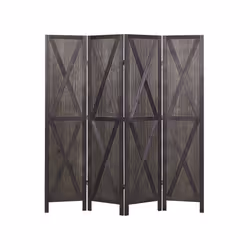 Wooden Folding 4 Panel Room Divider 170 x 163 cm Dark Brown RIDANNA