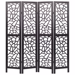 4 Panel Room Divider PIANLARGO Black 163 cm 170 cm