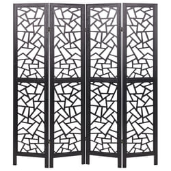 4 Panel Room Divider PIANLARGO Black 163 cm 170 cm