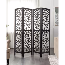 4 Panel Room Divider PIANLARGO Black 163 cm 170 cm