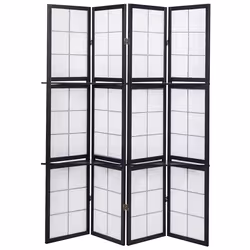 4 Panel Room Divider GOMAGOI Black 120 cm 170 cm