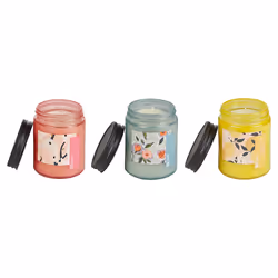 Set of 3 Scented Candles FRUITY BLOOM Soy Wax Oriental Notes Herb Notes Floral Notes