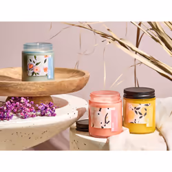 Set of 3 Scented Candles FRUITY BLOOM Soy Wax Oriental Notes Herb Notes Floral Notes