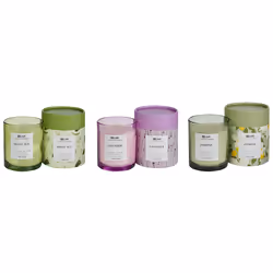 Set of 3 Scented Candles COLORFUL BARREL Soy Wax Fresh Notes Floral Notes