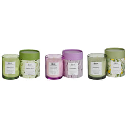 Set of 3 Scented Candles COLORFUL BARREL Soy Wax Fresh Notes Floral Notes
