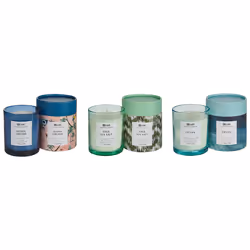 Set of 3 Scented Candles COLORFUL BARREL Soy Wax Fresh Notes Floral Notes