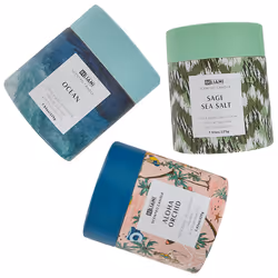 Set of 3 Scented Candles COLORFUL BARREL Soy Wax Fresh Notes Floral Notes
