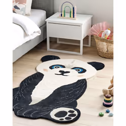 Wool Kids Rug Panda 100 x 160 cm Black and White JINGJING