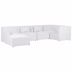 Modular Corner Sofa LEMVIG Corduroy Off-White with Ottoman 5 Seater Left Hand