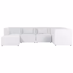 Modular Corner Sofa LEMVIG Corduroy Off-White with Ottoman 5 Seater Left Hand