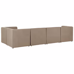 Modular Corner Sofa LEMVIG Corduroy Taupe with Ottoman 5 Seater Left Hand