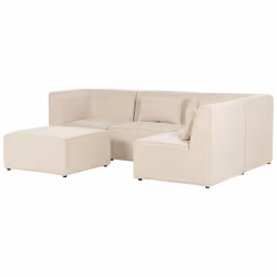 Modular Corner Sofa LEMVIG Corduroy Light Beige with Ottoman 4 Seater Left Hand
