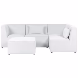Modular Corner Sofa LEMVIG Corduroy Off-White with Ottoman 4 Seater Left Hand