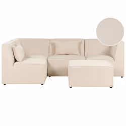 Modular Corner Sofa LEMVIG Corduroy Light Beige with Ottoman 4 Seater Right Hand