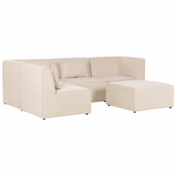 Modular Corner Sofa LEMVIG Corduroy Light Beige with Ottoman 4 Seater Right Hand