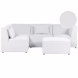Modular Corner Sofa LEMVIG Corduroy Off-White with Ottoman 4 Seater Right Hand
