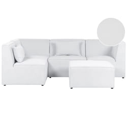 Modular Corner Sofa LEMVIG Corduroy Off-White with Ottoman 4 Seater Right Hand