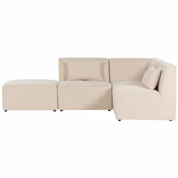 Modular Corner Sofa LEMVIG Corduroy Light Beige with Ottoman 3 Seater Left Hand