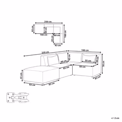Modular Corner Sofa LEMVIG Corduroy Off-White with Ottoman 3 Seater Left Hand