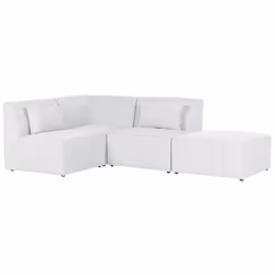 Modular Corner Sofa LEMVIG Corduroy Off-White with Ottoman 3 Seater Right Hand