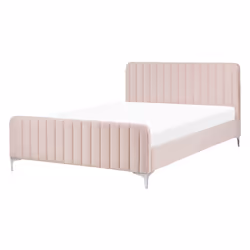 Bed Velvet LUNAN 140 x 200 cm (EU Double) Pastel Pink