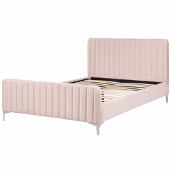 Bed Velvet LUNAN 140 x 200 cm (EU Double) Pastel Pink