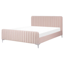 Bed Velvet LUNAN 160 x 200 cm (EU King Size) Pastel Pink