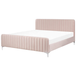 Bed Velvet LUNAN 180 x 200 cm (EU Super King) Pastel Pink
