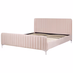 Bed Velvet LUNAN 180 x 200 cm (EU Super King) Pastel Pink