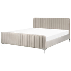 Bed Velvet LUNAN 180 x 200 cm (EU Super King) Taupe