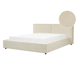 Bed Corduroy LINARDS 160 x 200 cm (EU King Size) Beige