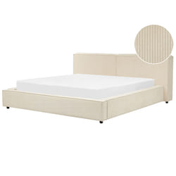 Bed Corduroy LINARDS 180 x 200 cm (EU Super King) Beige