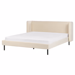 Bed Velvet ARETTE 160 x 200 cm (EU King Size) Light Beige