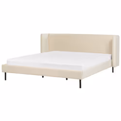 Bed Velvet ARETTE 180 x 200 cm (EU Super King) Light Beige