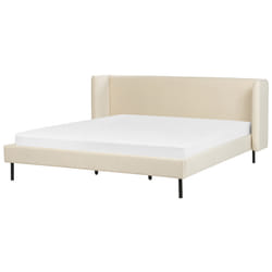 Bed Velvet ARETTE 180 x 200 cm (EU Super King) Light Beige
