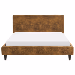 Bed Faux Leather FITOU 140 x 200 cm (EU Double) Brown