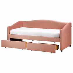 Daybed with Storage Fabric VITTEL 90 x 200 cm (EU Single) Pink