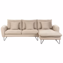 Corner Sofa SERSAN Chenille White 3 Seater Left Hand