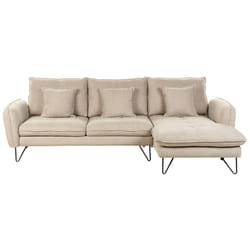 Corner Sofa SERSAN Chenille White 3 Seater Left Hand