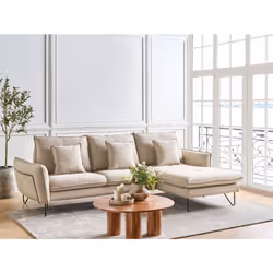 Corner Sofa SERSAN Chenille White 3 Seater Left Hand